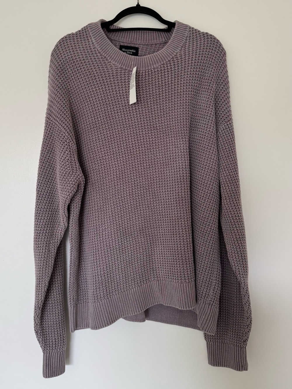 NWT Abercombie & Fitch Waffle Knit Purple Gray Crewneck Cotton Sweater Medium
